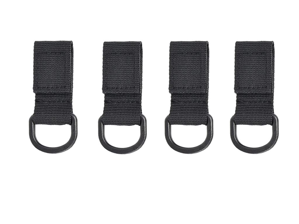 4 Pack Tactical Molle D Type Nylon, Tactical Bag Accessories Backpack Accessories, T-Ring Kettle Key Holder, for Molle Bags Webbing Attachment Strap Military Tactical Strap T-Ring