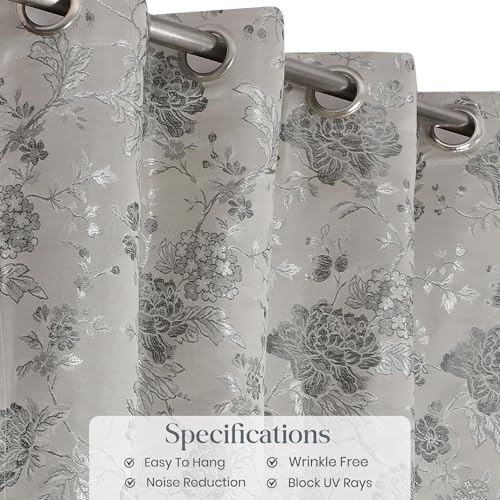 Image of FRESH FROM LOOM Room Darkening Door Curtains 12 Feet Long,Big Window Curtain Premium Polyester Rod Pocket Weaved Parda,Modern Parde for Living Room Bedroom,Home Office Jacquard Screens(Grey,12ft,1pc)