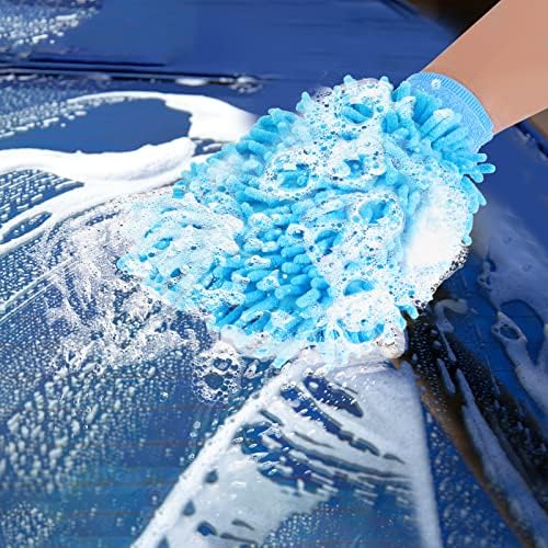 Aster 1 Pair Microfiber Dusting Gloves Cleaning Glove with 1 Pcs Double-Sided Microfiber Dusting Mitt Flexible No Shedding, Dust Gloves for Cleaning House, Car and Hard-to-Reach Corner Gap