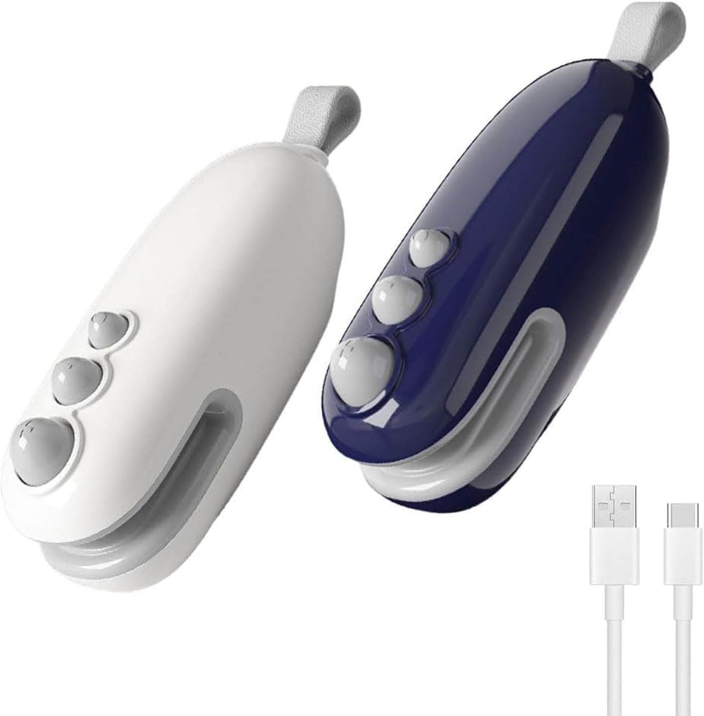 Mini Bag Sealer 2 in 1 Heat Sealer with Cutter and Magnet, White+Blue