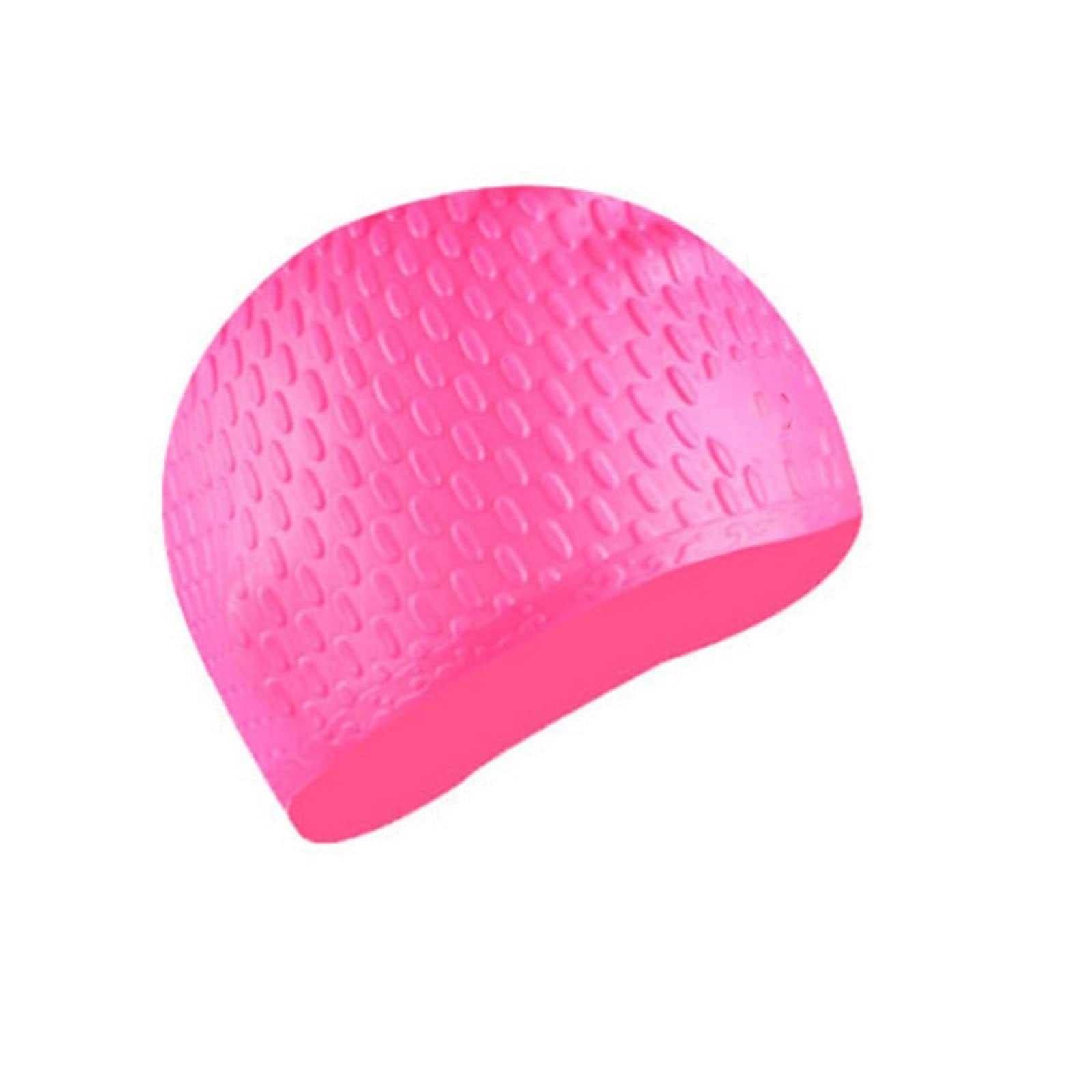 JINGYAN Gorros de natación Gorras de natación Silicona Impermeable for Hombres Mujeres Grandes con Enchufe Oreja Protege Sombreros Gorra(Red)