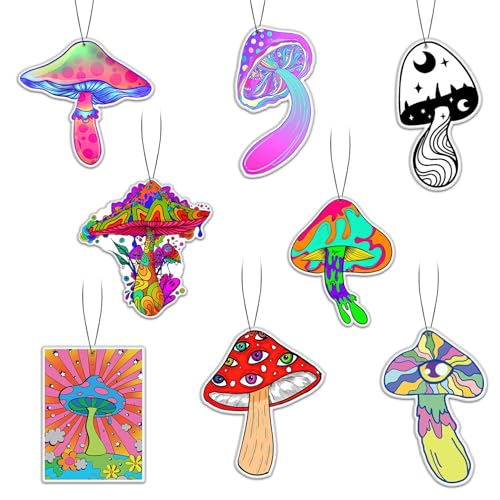 GTOTd Mushroom Refreshing Ice Car Air Freshener Card（8Pack）Mushroom Decor Christmas Ornament Stocking Stuffer Car Accessories Hippie Gifts Merch Pendant Room for Hanging Rearview Household