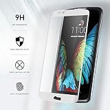 Zizo FULL Edge to Edge LG K10 Premier LTE L62VL L61AL [Anti-Scratch] 9H Hardness [0.2 MM Thickness] Clear Screen Guard White