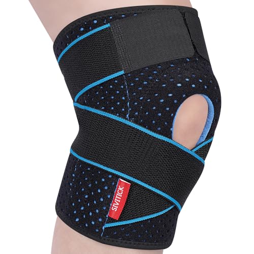 SIVITICK Genouillère Sport Réglable Genouillère Rotulienne et Ligamentaire pour Homme et Femme en Néoprène avec Stabilisateurs Latéraux & Coussinets en Gel pour la Rotule