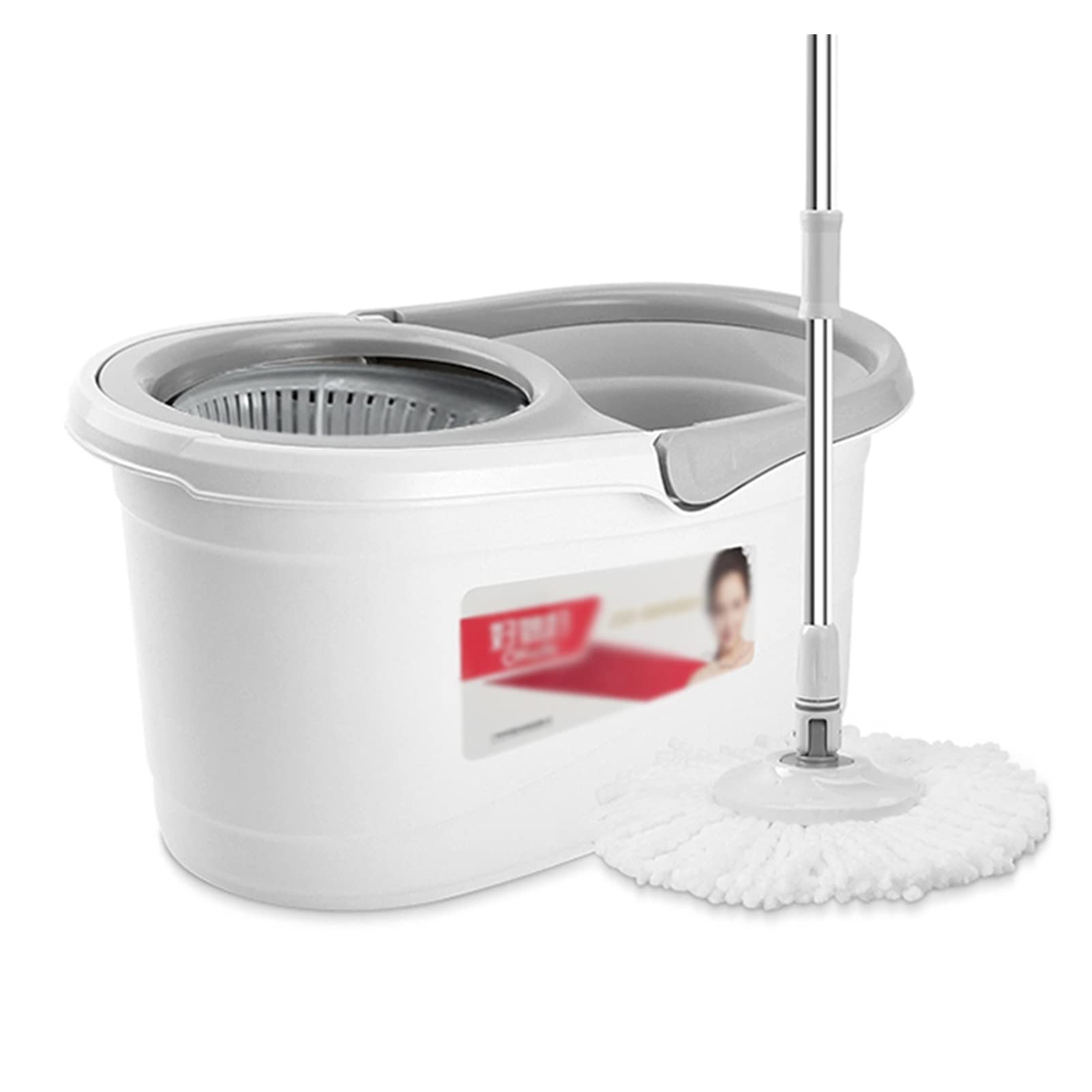 Juego de fregona y Cubo giratorios Spin Mop Bucket con Conjunto de escritorios, Mango de fregona de Acero Inoxidable, 2 Cabezas de Microfibra Lavables Fregonas de Microfibra (Color : A)