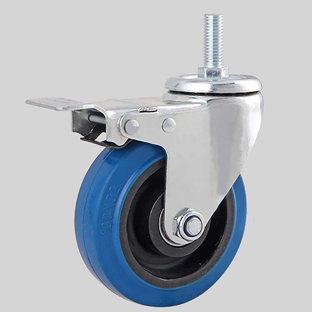 Draad M12 Heavy Duty Caster Wielen 3inch/100mm Rubber Silent Swivel zwenkwielen voor Meubilair & Industrieel Transport 480kg stuurwielen voor kar