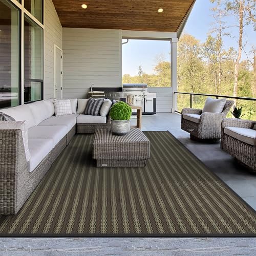 Image of GENIMO Outdoor Rug, Waterproof Plastic Rugs for Patio, 6'x9' Ebony Brown
