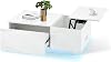 CLIPOP Coffee Table Height Adjustable Coffee Table High Gloss Living Room Table with Storage Space LED Lighting Modern Socket and USB Side Table Sofa Table White