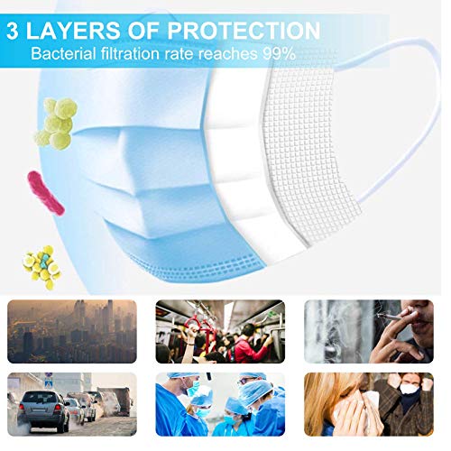 SALUTE 50pcs Face Masks Disposable 3 Layers Dustproof Mask Facial Protective Cover Masks Set Anti-Dust - Blue