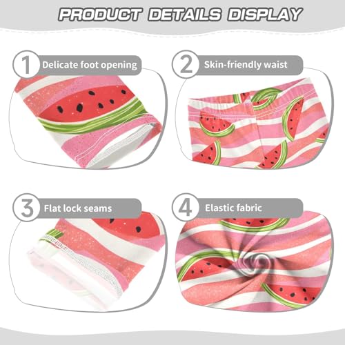 Red Watermelon Stripe Girls Leggings Soft Stretch Workout Yoga Dance Pants for Kids Casual Tights3