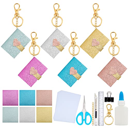 Webeedy 5 Set Make Your Own Mini Notebook Keychain Bookbinding Kit Miniature Book Keyring Decorative Keychian Paper Bookbinding Exquisite Keychain #TOP5