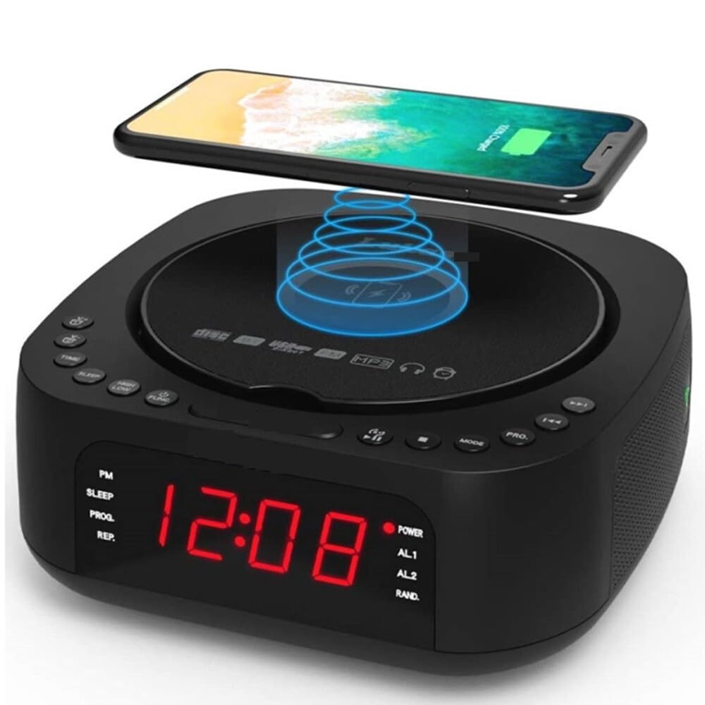 Lecteur DVD Portable, Lecteur DVD CD VCD Machine USB MP3 Haut-Parleur Bluetooth Radio FM Chargeur sans Fil for téléphone Portable