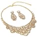 Topwholesalejewel Gold Crystal Rhinestone Necklace & Matching Dangle Earrings Jewelry Set