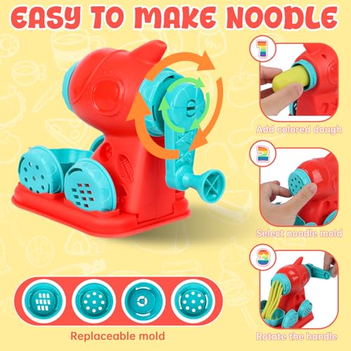 Jovicos Dough Tools And Cutters, 51Pcs Dough Tools Noodle Burger Set With 24 Colors Dough, Modelling Clay Set, Kitchen Creations, Educational Toy Gift For Kids Ages 3+ - 5