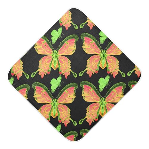 Kigai Baby Hooded Towel Absorbent Baby Bath Shower Towel with Hood for Newborn Boys Girls Babies Infant Toddler (Butterflies 30 x 30 in)