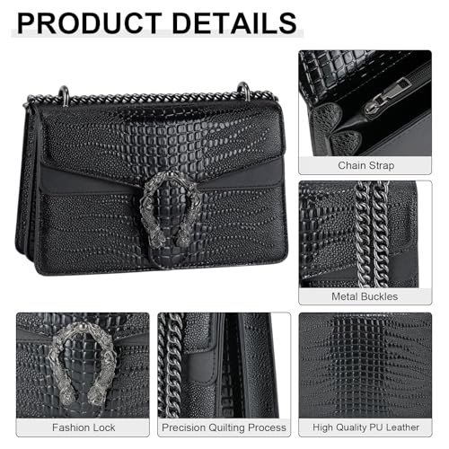 Image of Women's Crossbody Shoulder Bag Snake Print Satchel Purse Leather Chain Clutch Evening Handbag