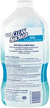 Clean Shower Daily Shower Cleaner Spray, Cleans Mildew Stains, Prevents Soap Scum, Hard Water & Other Stains, Fresh Clean Scent, 32 oz + 2 x 60 oz Refills