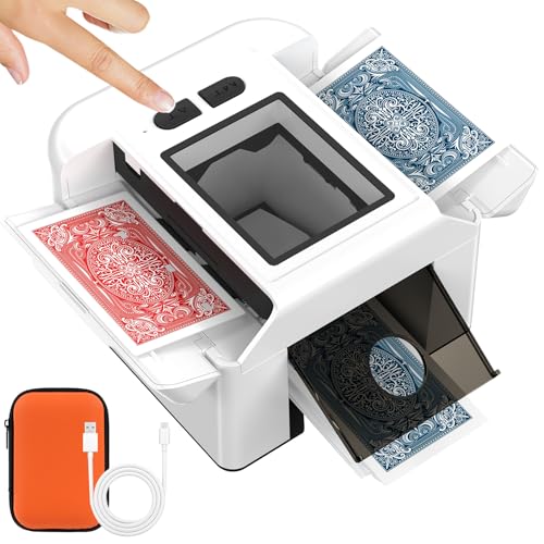 Kartenmischmaschine Elektrische - Automatischer Kartenmischer mit 2000mAh Akku Wiederaufladbarer, Mischmaschine Karten für 1–2 Decks, Geräuscharm Kartenmischgerät für UNO, Poker, Phase 10, Kartenspiel