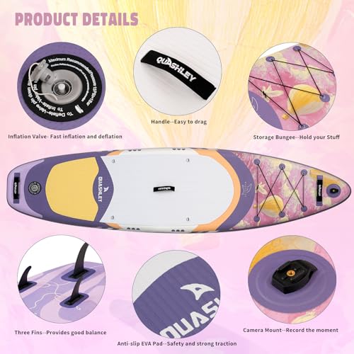 Quashley-Inflatable-Paddle-Board-105326-Stand-Up-Paddleboards-Inflatable-with-Premium-SUP-AccessoriesDurable-Material-and-Non-Slip-Deck-Purple-Paddle-Boards Quashley Inflatable Paddle Board 10.5'×32"×6" Stand Up Paddleboards Inflatable with Premium SUP Accessories,Durable Material and Non-Slip Deck Purple Paddle Boards - Image 5
