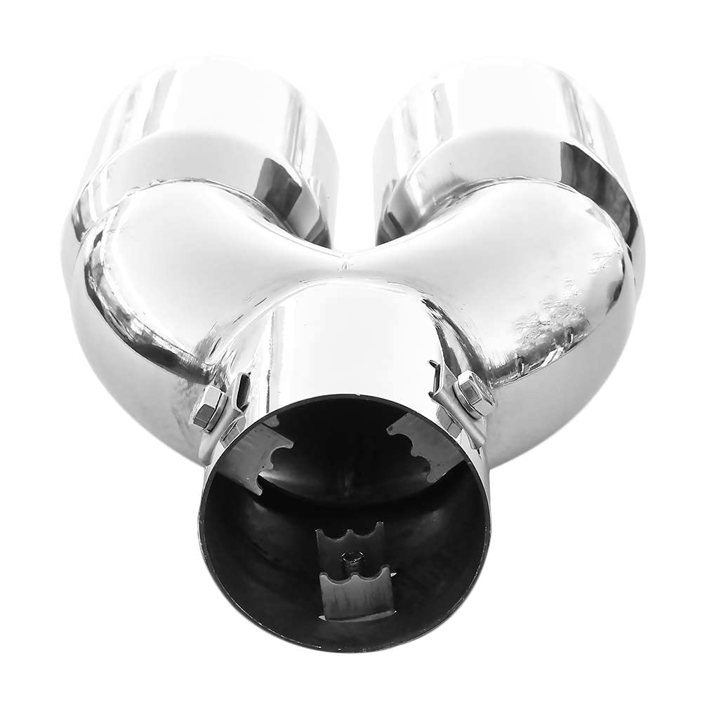 Auspuffblende Doppelrohr Doppel Rund Edelstahl Sportauspuff Auspuff Endrohr Ende Endrohrblende Auspuffspitzen Endrohrblenden Schalldämpfer Spitze Universell Auspuffrohr Chrom Rostfrei