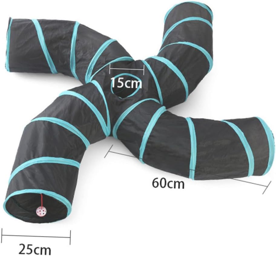 TOYANDONA Cat Tunnel Foldable S-Shaped Four-Channel Interactive Tube Pet Playing for Indoor Cats and Kittens
