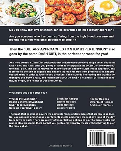 Dash Diet Cookbook: Low Sodium Guide for Beginners to Lower Blood Pressure  with 21-day Complete Meal Plan and 300 Recipes