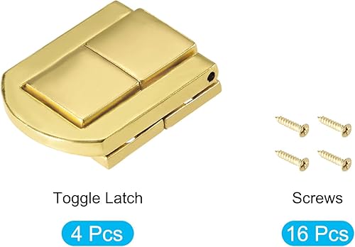 Miniatura 5 de METALLIXITY Cerradura de cierre de palanca (1.220 in x 0.945 in), 4 unidades, cierres de cerrojo de aleación de zinc, para gabinetes, cajas,