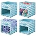 mDesign 4er-Set Aufbewahrungsbox aus Stoff – Schrankbox für Babykleidung, Decken, etc. – gepunktete Aufbewahrungskiste mit Griff und Sichtfenster – türkisblau/weiß gepunktet