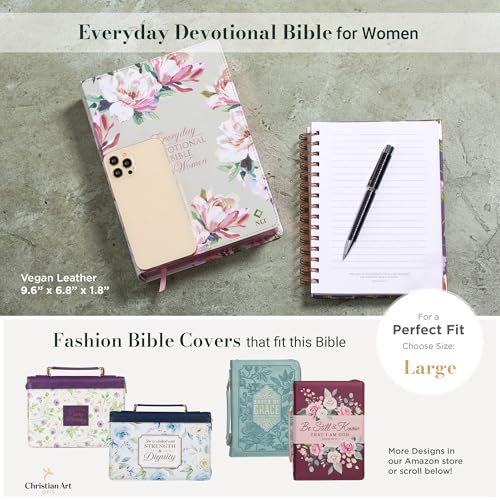 Image of NLT Holy Bible Everyday Devotional Bible for Women New Living Translation, Vegan Leather, Pink Floral Printed, Flexible Daily Bible Reading Plan Options (NLT Womens Devo Editions)