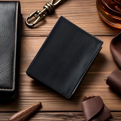 TAEMAN Black Leather Wallets for Men, Genuine Leather Mens Wallet Bifold Rfid Blocking3