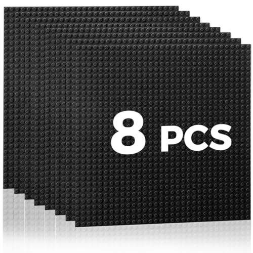 Image of Classic Baseplates Building Plates-10 inch x 10 inch Building Boards,100% Compatible with All Major Brands and Activity Table, Creative Platforms Mats for Toy Bricks (Black, 8 Pack)