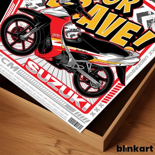 Image of BLINKART Suzuki Satria 120Car Posters Sticker Gift Items for Boys Room Wall Decor || Comes with Double-Sided Tape|| Decoration Bedroom Living Room Office Studio Decor | 12x18 In (A3) - CAR-250