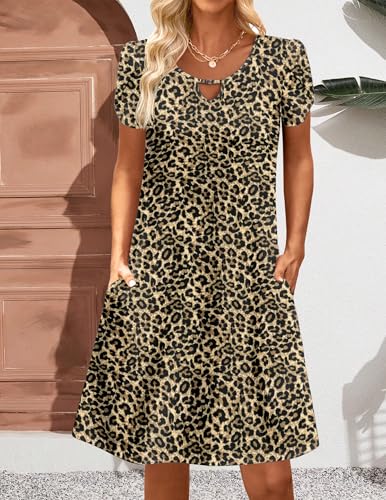 Image of Zeagoo Women's Casual A-Line Dresses with Pockets Summer Floral Tshirt Dress Short Sleeve Mini Dress Flowy Sundresses