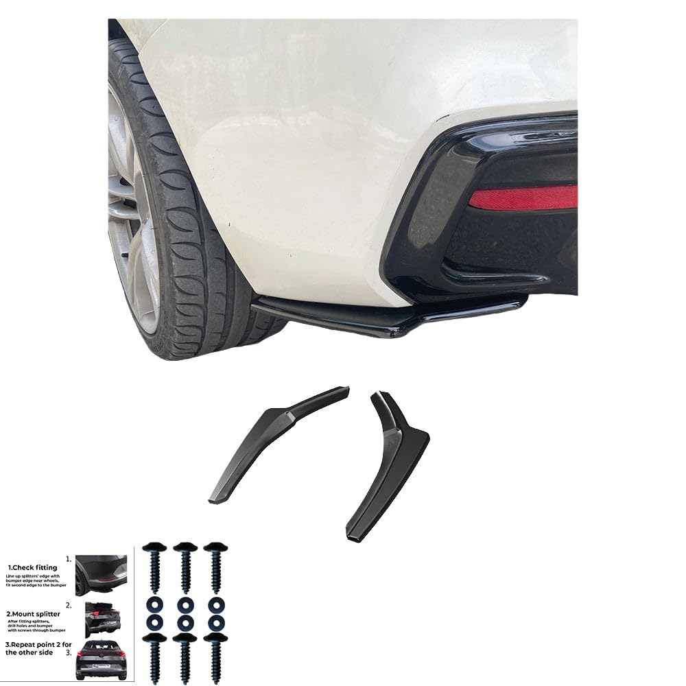 Oneway Jupes de pare-chocs arrière (coins) compatible avec BMW Série 1 F20/F21 M-Power Facelift 2015-2019 - Noir brillant