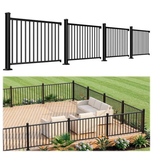 Image of Egadis 4 Pack 36 in x 5 ft Modular Aluminum Porch and Deck Railing Kit | Pioneer in Modular Aluminum Railing Kit, ASTM Certified, Textured AAMA2604 Finish for Deck, Porch & Balcony (4 Post, 4 Panel)