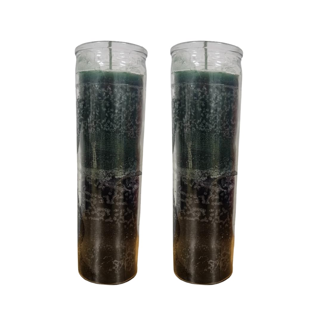 Generic Plain Green and Black Glass Candle 2 Pack