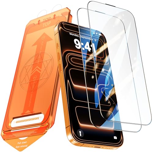 Image of 2 Pack for iPhone 17 Pro Max Screen Protector, [9H Hardness] Tempered-Glass Screen Protector, Full Coverage Tempered Glass Film with Easy Installation Tool, HD Clear, Scratch Resistant