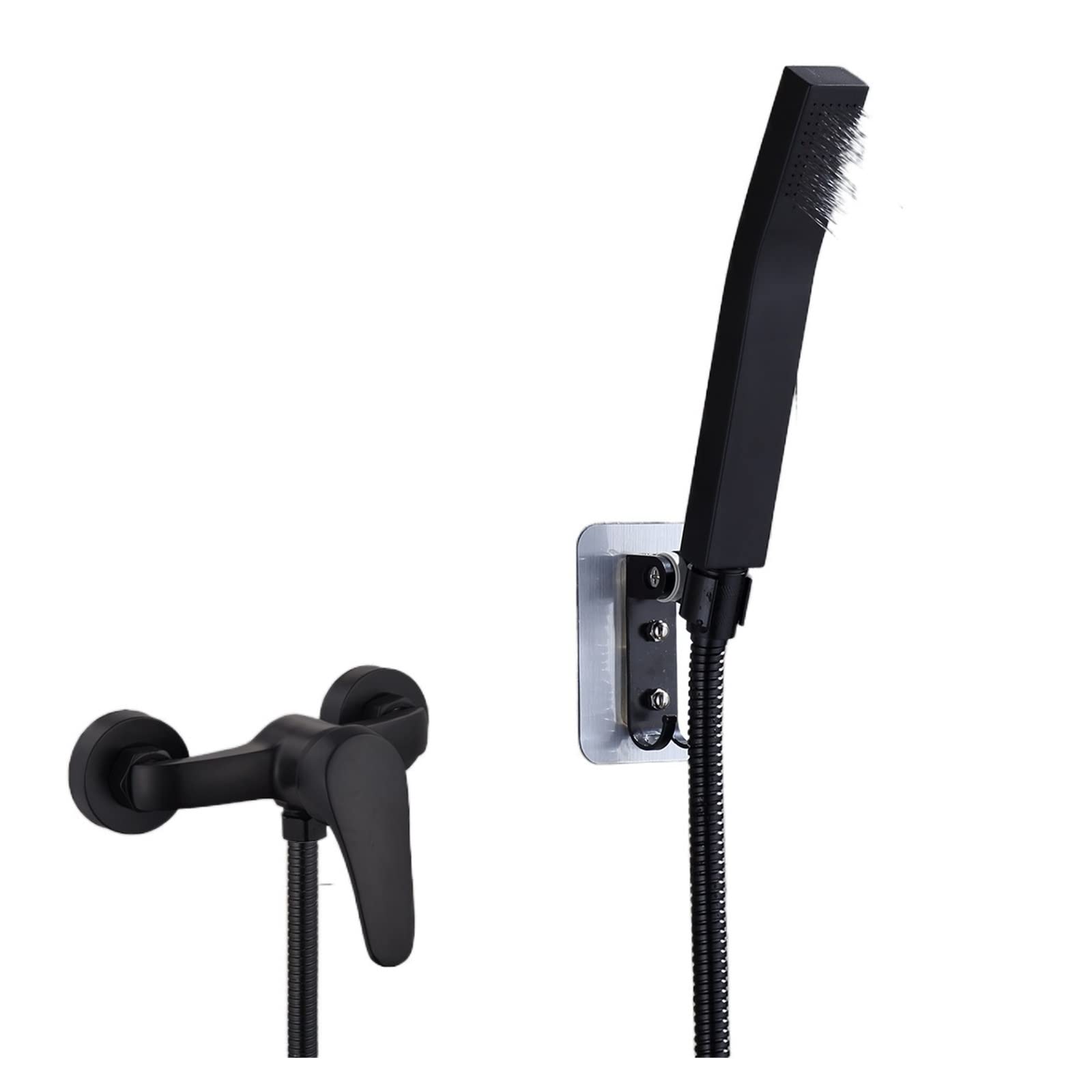 Robinet de Douche Noir Mat avec Pommeau et Tuyau 1,5m pour Système de Douche de Luxe