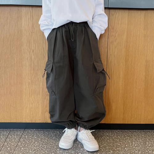 Boys Baggy Cargo Pants Casual Loose Fit Parachute Pant Fashion Harem Joggers Sweatpants with Pockets 5-6 Years 13 Green2