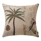 TRENDIN Decorative Throw Pillow Cover 18x18 inch Retro Palm Tree Cushion Case Square Shape PL376TR