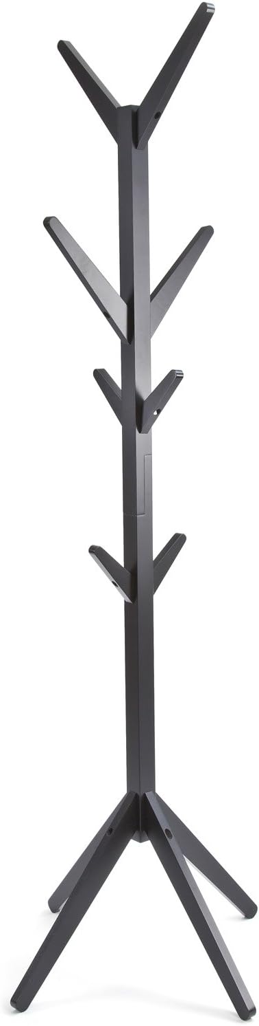 Coat Stand, Freestanding, Scandinavian Inspired, Wooden Storage in Smooth Black Paint Finish, Hampton Range