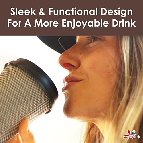 image for Avant Grub Anti-Spill, Recyclable Black Dome Lids, 100 Pk. Coffee Cup 