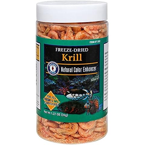 San Francisco Bay Brand Freeze Dried Krill Fish Food - All-Natural, Sustainably Harvested, High Protein Dried Shrimp for Freshwater and Saltwater Carnivores, Koi, Cichlids, Turtles - 1.27 oz (36g) Cover