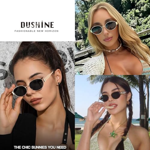 DUSHINE Retro Oval Sunglasses for Women Men Classic Shades UV400 Protection2
