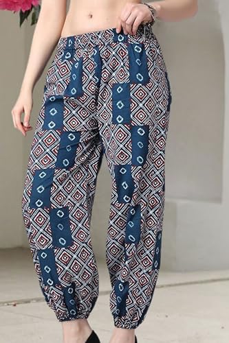 Image of POPWINGS Casual Bagru Printed Cotton Joggers for Women || Stylish Western Women Joggers for Summer || Pull-On Women Cotton Joggers Pants || Women Joggers for Summer