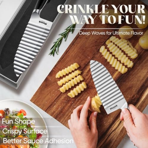 Huusk Waffle Fry Cutter Knife - Deep Wavy Heavy Duty for Crinkle Cut, White - Image 3