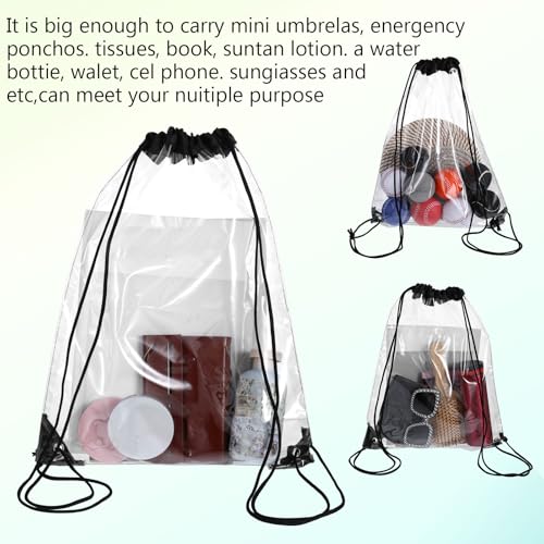 15 Pieces Clear Drawstring Backpack, Plastic Waterproof Transparent Stadium Bags String Bag for Gym Travel4
