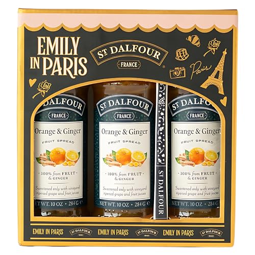 St. Dalfour Pack Regalo de Mermeladas – Edición Emily in Paris – 100% fruta, sin azúcar añadido, sin gluten – 3x284g (Naranja y Jengibre)