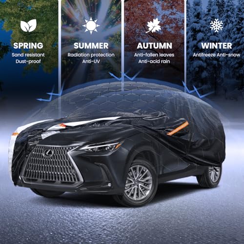 Image of Multi-Layer Car Cover Custom Fit for Lexus NX /NX250 /NX300 /NX350(2014-2026), 100% Waterproof All Weather for Automobiles, Gift with Towel, Heavy Duty Car Covers for Rain Sun UV Protection with Zipper.