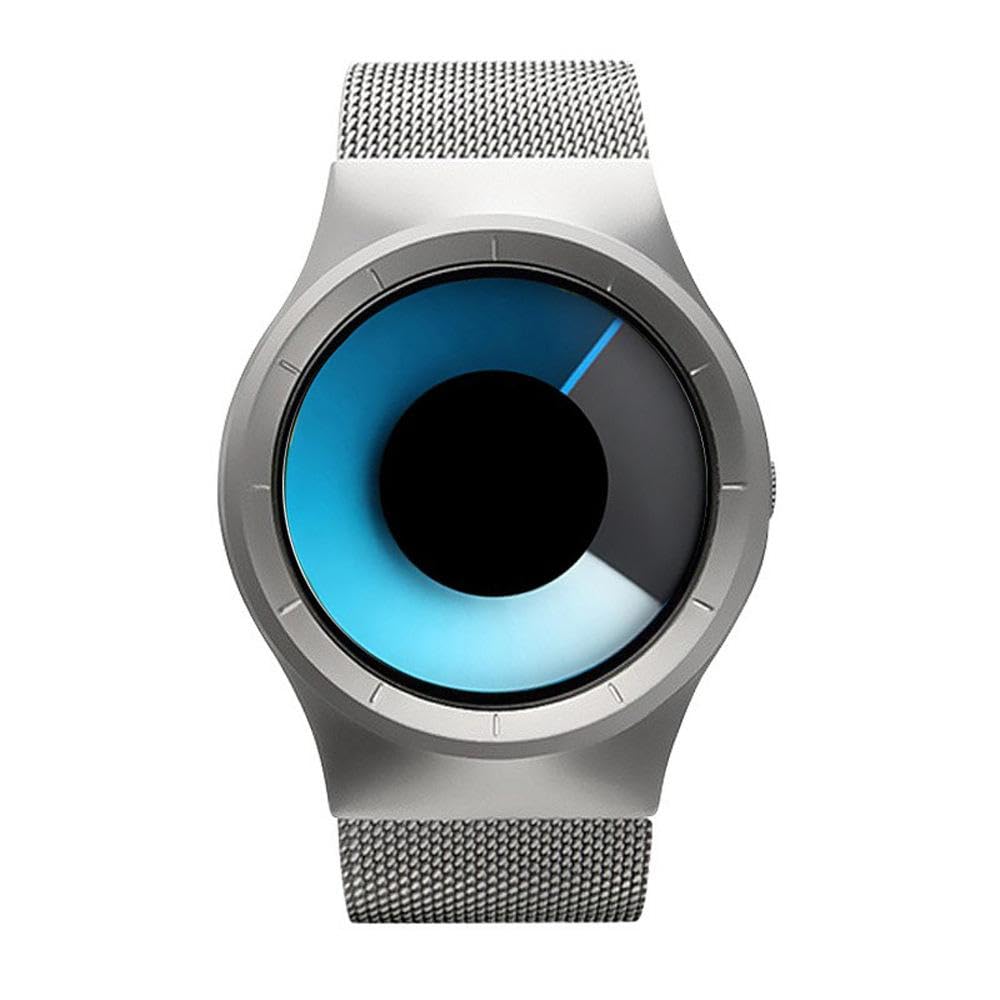 Holiday Gift for Him Mens Sleek Tech-Style Watch with Innovative Revolving Dial Matte Black Minimalist Design Chic Daily